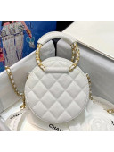 Chanel Grained Calfskin Clutch With Chain & Round Handles AP1176 White 2020