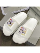 Balenciaga Dogs Print Flat Slide Sandals White 2021 (For Women and Men)