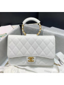 Chanel Grainy Calfskin Wallet on Chain With Round Handle AP1177 White 2020