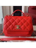 Chanel Quilted Grained Calfskin Mini Messenger Flap Top Handle Bag A93067 Red 2019