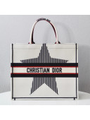 Dior Large Book Tote Bag in White Star Embroidery 2021 M1286 