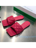 Bottega Veneta Quilted Leather Square Toe Flat Slides Padded Sandals Red 21 2021