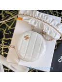 Chanel Romance Quilted Lambskin Round Clutch with Chain and Ruffled Strap AP1894 White 2020