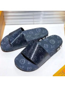Louis Vuitton Jumbo Flatform Slide Sandals Navy Blue 2021 03