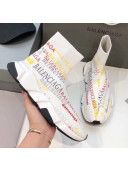 Balenciaga Graffiti Knit Sock Speed Trainer Sneaker White 2020