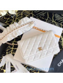 Chanel Romance Quilted Lambskin Wallet on Chain WOC and Ruffled Strap AP1814 White 2020