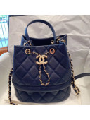 Chanel Quilted Grained Calfskin Small Drawing Bucket Bag AS0894 Blue 2019