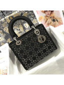 Dior Medium Lady Dior Bag in Black Crystal Cannage Silk 2020