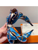 Hermes Print Silk Bow Headband Hair Accessory Blue 2021 02