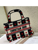 Dior Mini Book Tote Bag in D-Chess Heart Embroidery 2021 M1286 