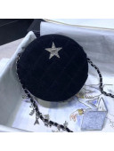 Chanel Suede and Goatskin Star Round Clutch with Chain AP1263 Navy Blue 2020
