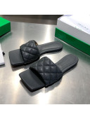 Bottega Veneta Quilted Leather Square Toe Flat Slides Padded Sandals Grey 28 2021