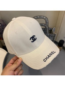 Chanel Canvas Logo Baseball Hat White 2021 04