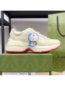 Doraemon x Gucci Rhyton Sneakers in White Leather (For Women and Men)