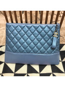 Chanel Quilted Iridescent Gabrielle Pouch Blue 2019