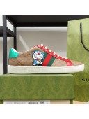Doraemon x Gucci Ace Sneakers in GG Canvas Burgundy (For Women and Men)
