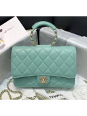 Chanel Lambskin Wallet on Chain With Round Handle AP1177 Light Green 2020