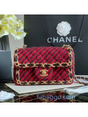 Chanel Wool Tweed Classic Medium Flap Bag A01112 Red/Black 2020