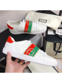 Gucci Ace Sneakers with Interlocking G Web White/Red 02 2021 (For Women and Men)