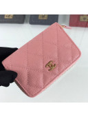 Chanel Quilted Grained Calfskin Classic Zipped Card Holder A84511 Pink
