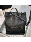 Chanel Calfskin Chain CHANEL Shopping Bag Black 2020
