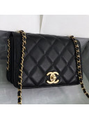 Chanel Quilted Smooth Calfskin Side Chain Small Flap Bag Black 2019