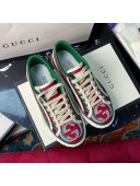 Gucci Tennis 1977 Low-Top Sneakers in Houndstooth and Stripe Wool Green/Red 2021