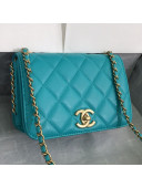 Chanel Quilted Smooth Calfskin Side Chain Small Flap Bag Turq Blue 2019