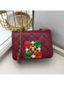 Chanel Quilted Calfskin Resin Stone Small Flap Bag AS2251 Burgundy 2020 TOP