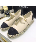 Chanel Leather Braided Trim Mary Janes Ballerinas White 2021