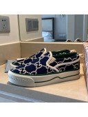 Gucci Tennis 1977 Slip-on Sneakers in GG Canvas Navy Blue/White 2021