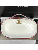 Chanel Crumpled Calfskin Mini Vanity Case Bag AS0199 White/Red 2019