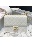Chanel Acrylic Beads Goatskin Small Flap Bag AS0585 White 2020