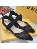 Fendi Colibrì Crystal Mesh Slingback Flat Shoe Black 2020