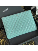 Chanel Quilted Patent Leather Large Pouch Blue 2020