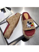 Gucci 573018 Mickey & GG Canvas Platform Slide Sandal 2019 