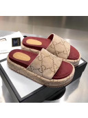 Gucci Velvet GG Platform Slide Sandal 573018 Beige 2019