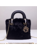 Dior Lady Dior Mini Bag in Mink Fur and Leather Black 2019