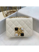 Chanel Quilted Calfskin Resin Stone Flap Bag AS2259 White 2020 TOP