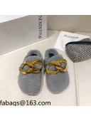 JW Anderson Shearling Chain Mules Grey 2021 1116105