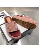 Gucci Velvet GG Platform Slide Sandal 573018 Pink 2019