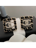 Chanel Leather Stud Earrings Black 2021 082514