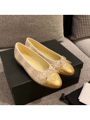 Chanel Tweed & Leather Ballerinas Beige/Gold 2021 112280