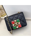 Chanel Quilted Calfskin Resin Stone Small Flap Bag AS2251 Black/Green/Red 2020 TOP