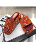 Gucci Velvet GG Platform Slide Sandal 573018 Brown 2019