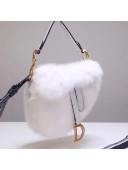 Dior Mini Saddle Bag in Mink Fur and Leather White 2019