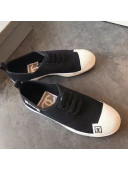 Chanel Fabric CC Logo Patch Sneakers Black 2019