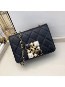 Chanel Quilted Calfskin Resin Stone Flap Bag AS2259 Black/White 2020 TOP