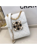 Chanel Quilted Calfskin Vertical Flap Bag with Resin Stone Charm AS1890 White 2020 TOP