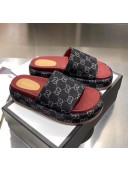 Gucci Denim Black GG Platform Slide Sandal 573018 2019
